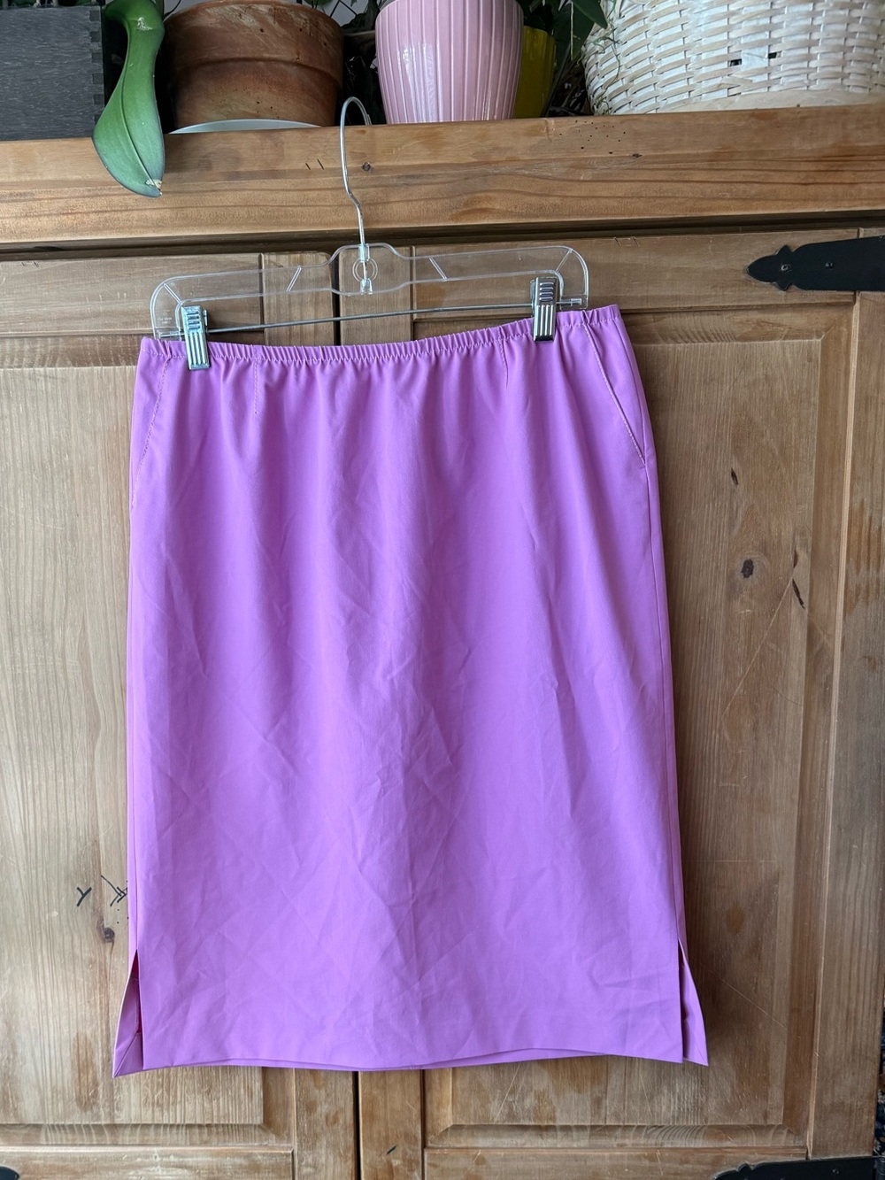 Women's Pink Elastic-Waist Pencil Skirt
